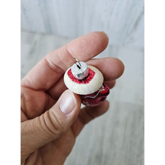 Peppermint glass vintage ornament candy mittens gloves set Xmas tree - Picture 3 of 11